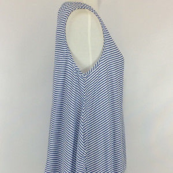 Striped Sharkbite Hem Tank Blue/White Str SZ L - Picture 3 of 7